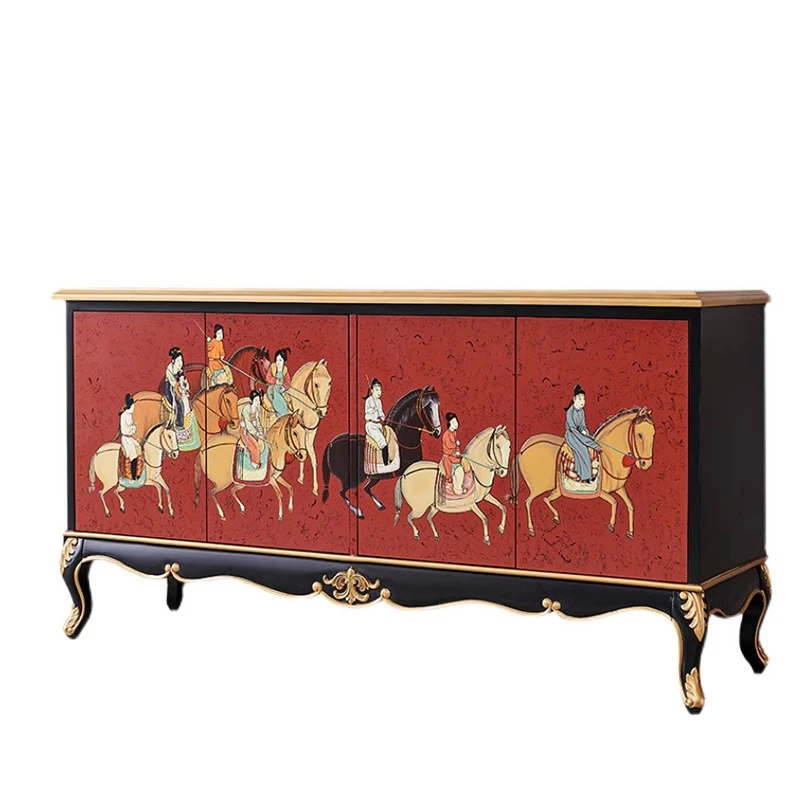 

Wholesale retro Chinese living room furniture cabinets luxury storage foyer cabinets