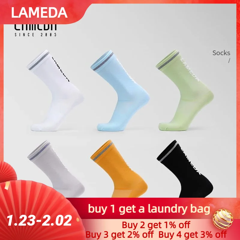 Lameda Cycling Socks Non-slip Sports Socks Boneless Breathable Nylon Socks Reflective Socks Man Socks Running Accessories