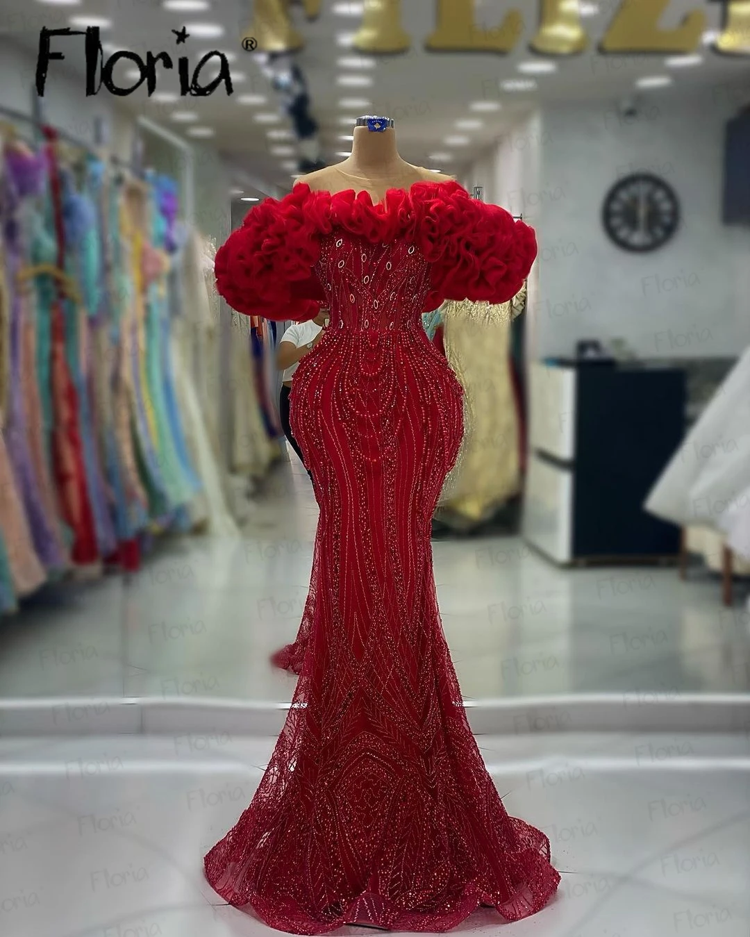 Plus Size Gorgeous Wedding Party Dress Dubai Women Formal Prom Gowns Custom Dinner Night Dresses Beaded Robe Soirée Female