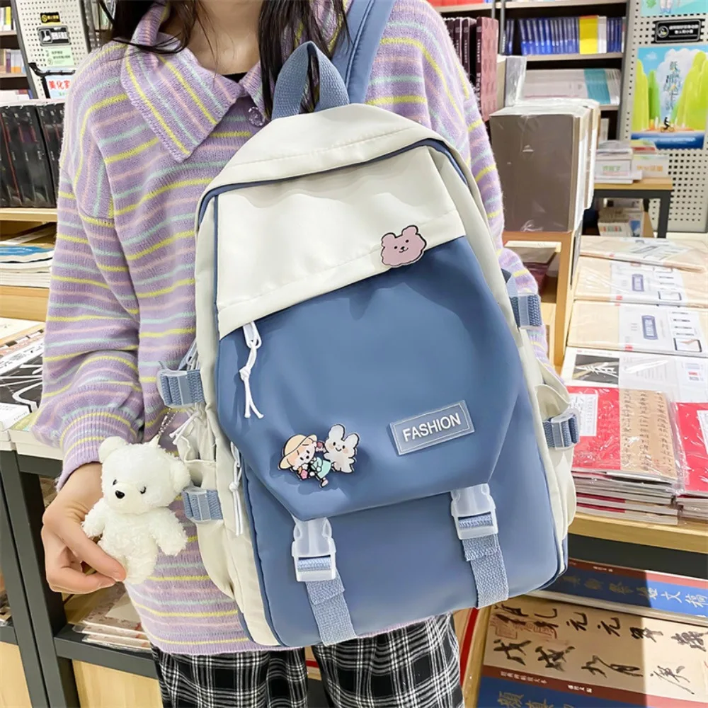 Fashion Preppy Workwear Style Backpack Nylon Harajuku Style Students Backpack Casual Large Capacity Shoulder Bag Girls