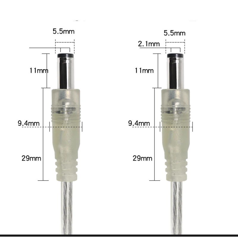 0.2m DC male connector round hole 5A current extension cable LED strip light strip connection cable DC transparent power cable