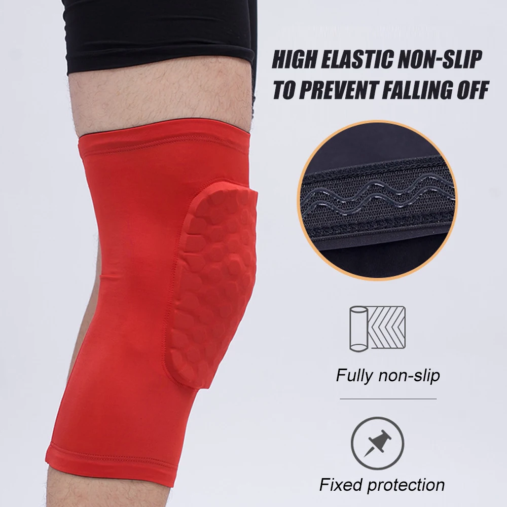 1 paar Waben Basketball Knie Pads Kurze Design Kompression Bein Ärmeln Kneepad Volleyball Schutz Brace Unterstützung – Detail 7