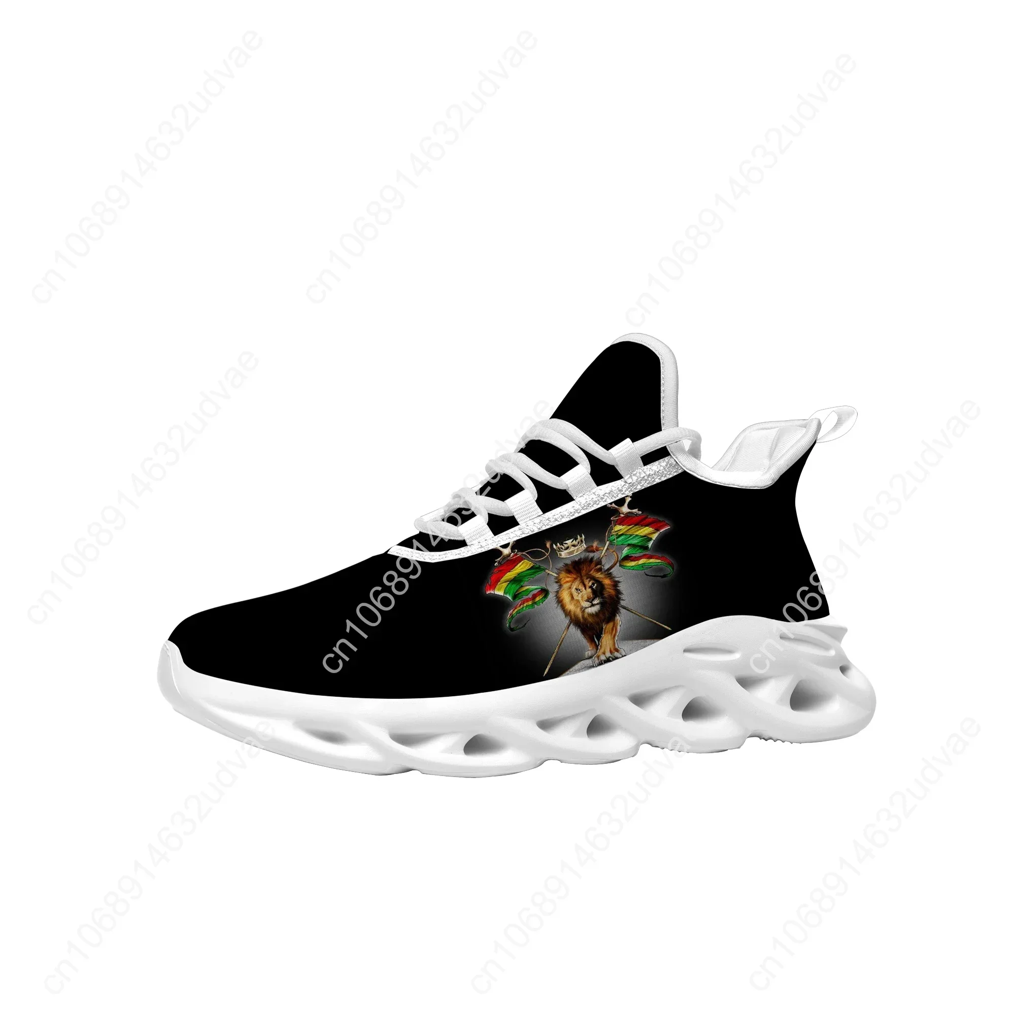 Reggae Rastafari Rasta Rastafari Lion Of Judá zapatillas planas para hombre y mujer, zapatos deportivos para correr, zapatillas hechas a medida