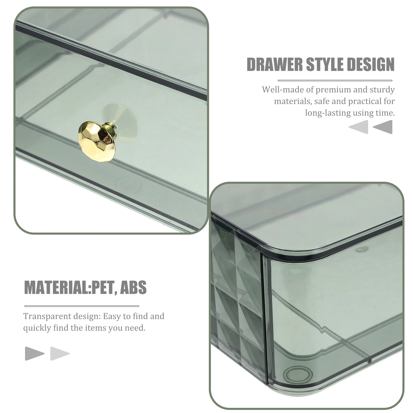 

Drawer Style Clear Desktop Makeup Organizer Cosmetics Storage Box Practical Sundry Holder Tabletop Storage Container