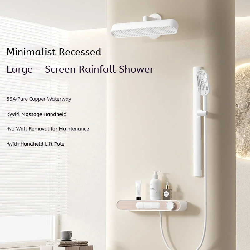 

High Quality Simple Fashion Wall-Mounted Digital Control Anti-Scald Thermostatic Rain Massage Bathroom Shower Set With Slide Bar