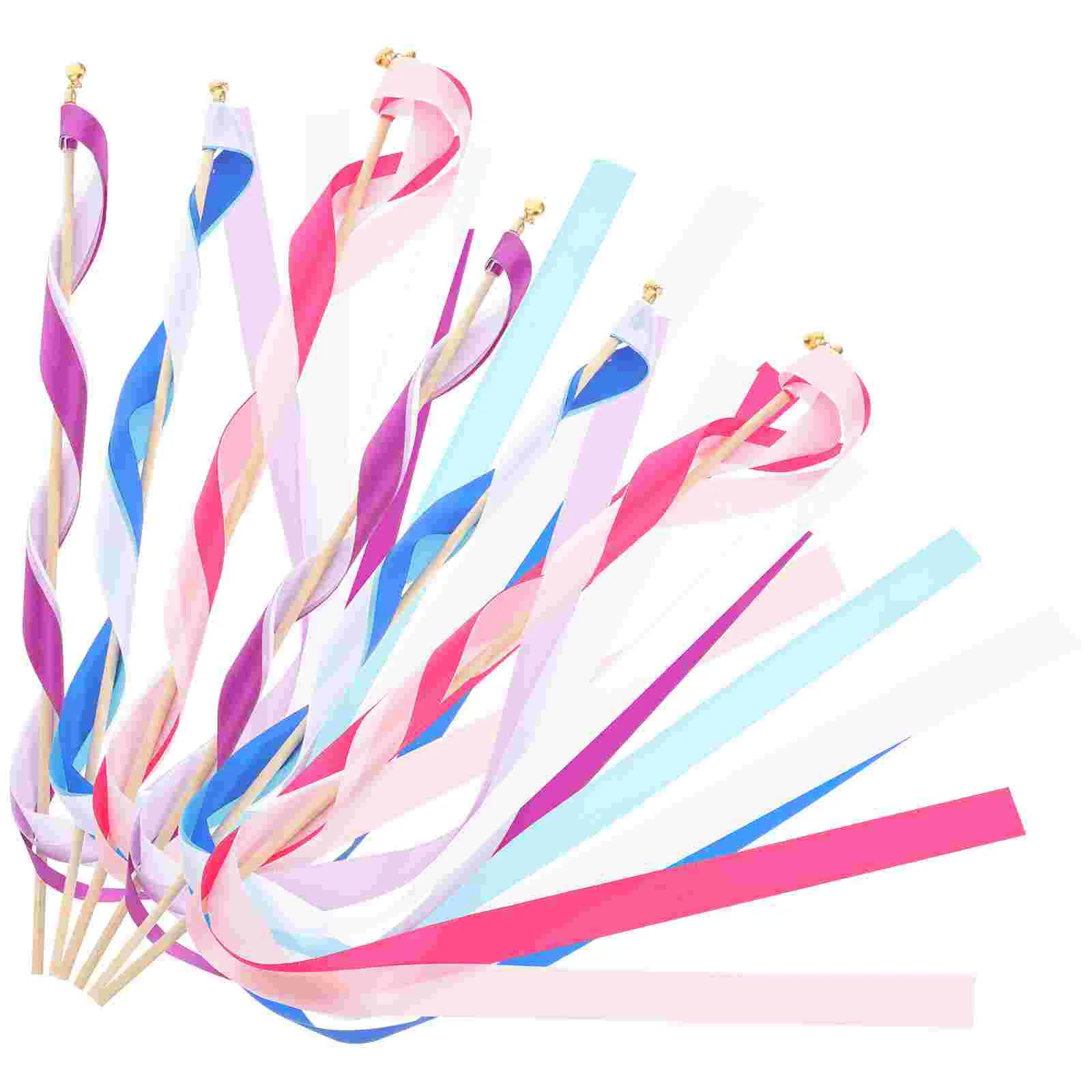 

30pcs Wedding Wands Ribbon Streamers with Bell Fairy Stick Party Favors Supplies (Assorted Colors) wish wands