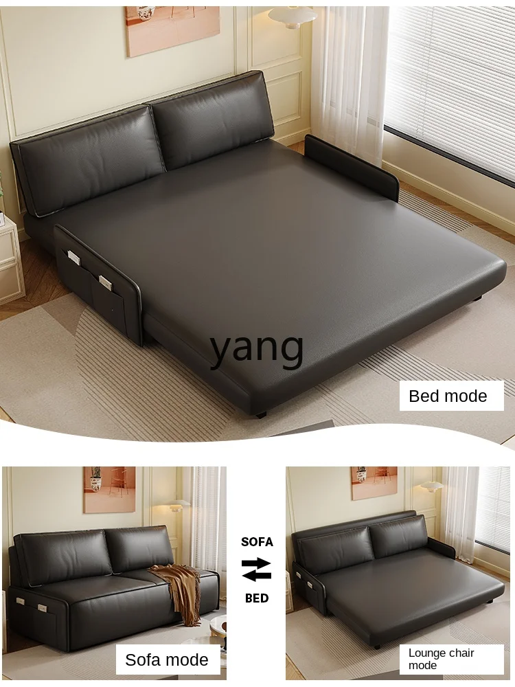 Yjq Tofu Block Sofa Bed Small Apartment Living Room Bedroom Study Foldable Push-Pull Dual-Use Double