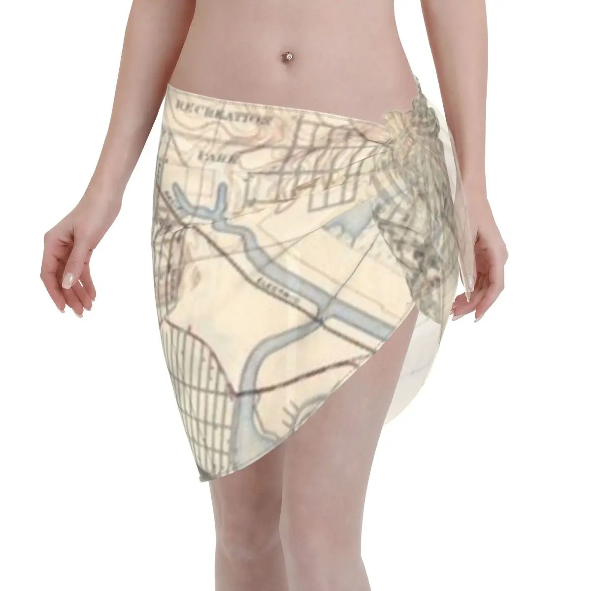 

Promotion Vintage Map Of Long Beach California (1923) Women's Beach Wrap SkirtTropical Getaway Resort Cover Skirt