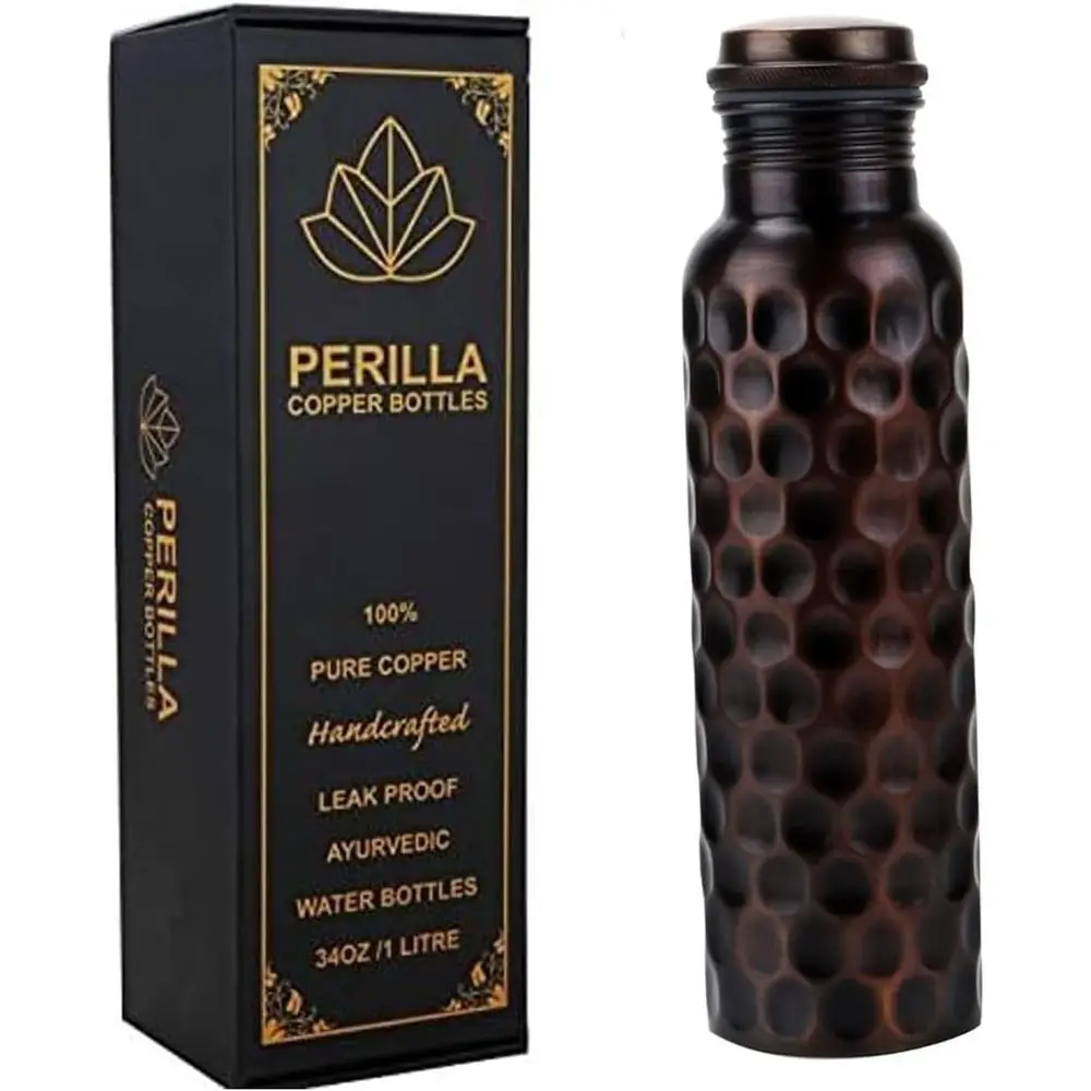 

Медная бутылка для воды 34 унции, герметичная - пейте больше воды и оставайтесь в полном водном балансе для офиса, спортзала, йоги (Diamond 2)