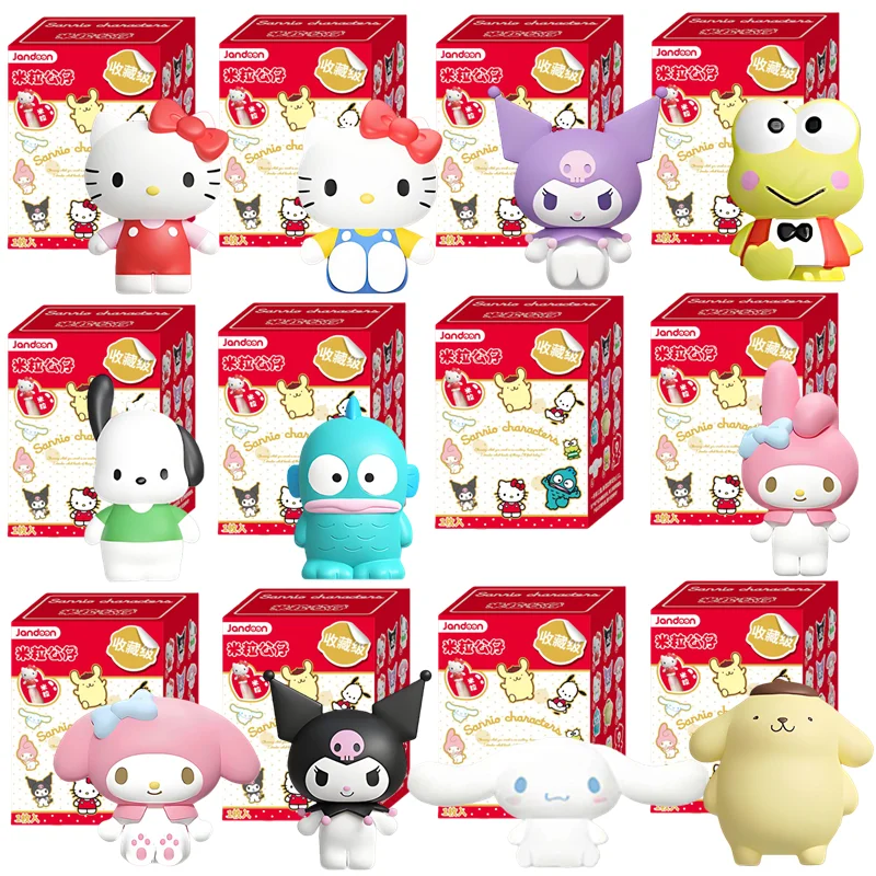 Original Jandoon Sanrio Hello Kitty Blind Box Doll Melody Kuromi Cinnamoroll Pochacco Keroppi Mini Action Figures Model Toy Gift