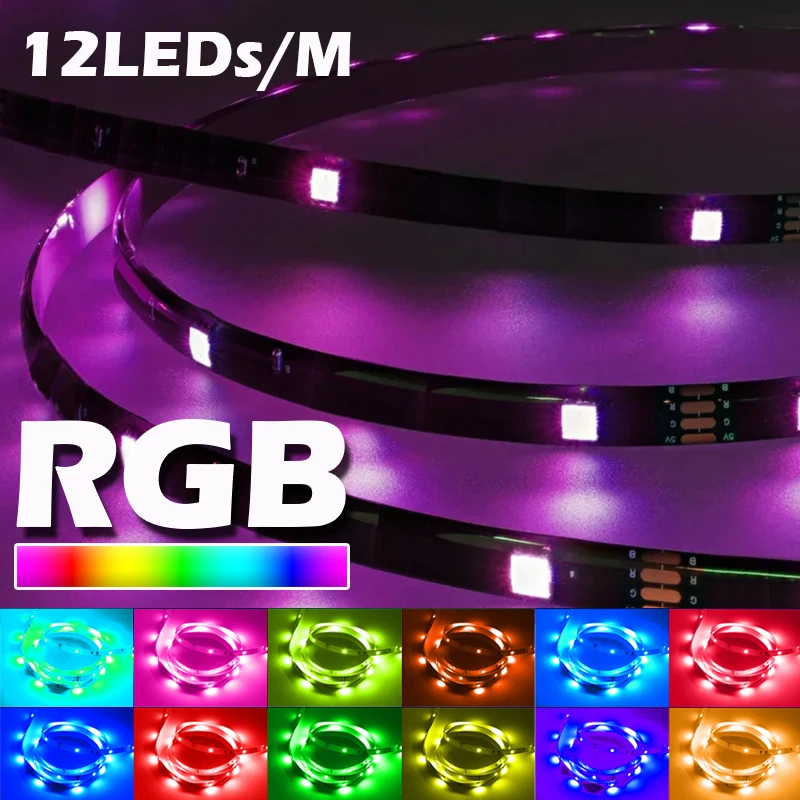 5V USB SMD 5050 RGB LED Light Strip, Flexible Color Changing Tape Light for TV Backlight Bedroom Cabinet Decor