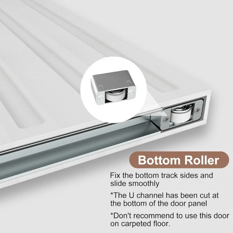 باب الحظيرة المنزلق المخفي الأبيض 36x86 مجموعة أدوات إغلاق ناعمة حديثة مقاومة للماء باب داخلي ناعم لـ 28 إلى 32x84