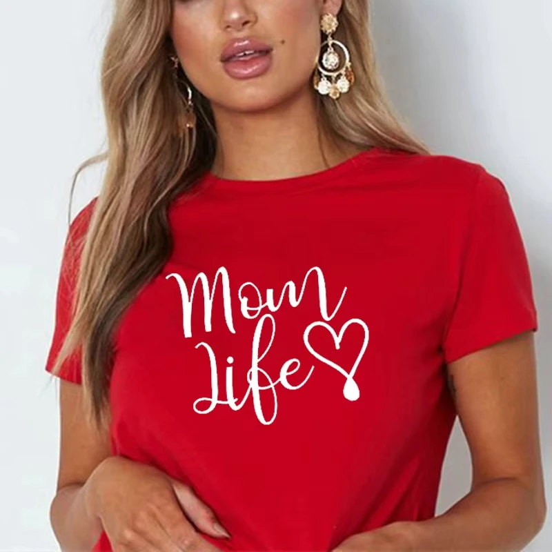 

Новое поступление, женская рубашка с буквенным принтом Mom Life Heart, женская футболка с коротким рукавом для леди, топ для девочек, хипстерские футболки