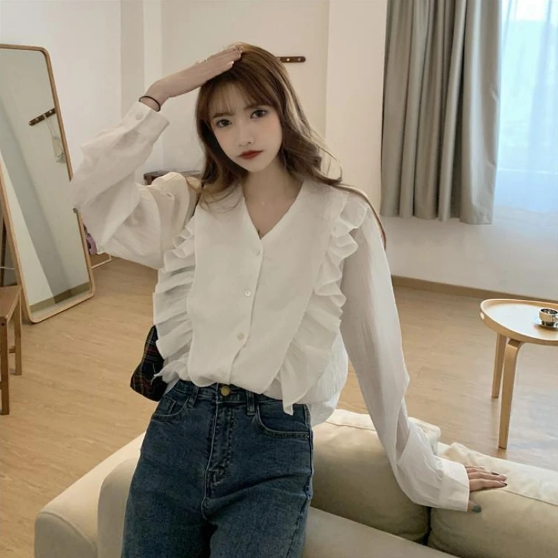 Chemise et chemisier à col en V pour femmes, vente de vêtements populaires coréens, Cool, fin, élégant, tunique de luxe de styliste, hauts féminins solides, 2025