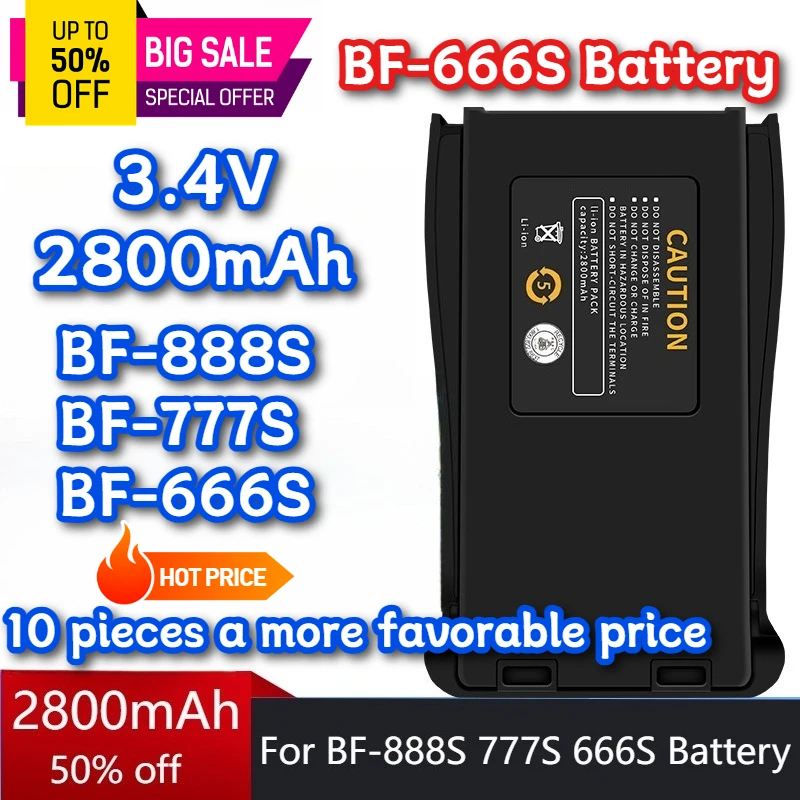 

2-10PCS Walkie-Talkie Battery for Baofeng BF-666S 888S 777S BL-1 Lithium Battery