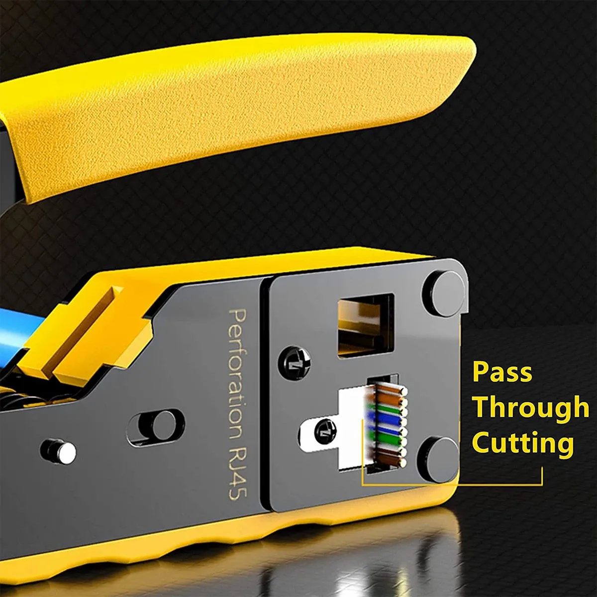 ZoeRax RJ45 Pass Through Crimping Tool Crimp Tool for RJ45 RJ12 RJ11 Connectors CAT6a Shielded Modular Plugs