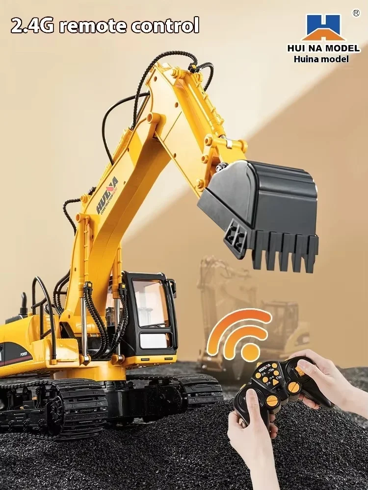 

Huina Remote Control16 Channel Multifunctional Excavator Construction Vehicle Gripper With 3 Working Heads Simulating Xmas Toy