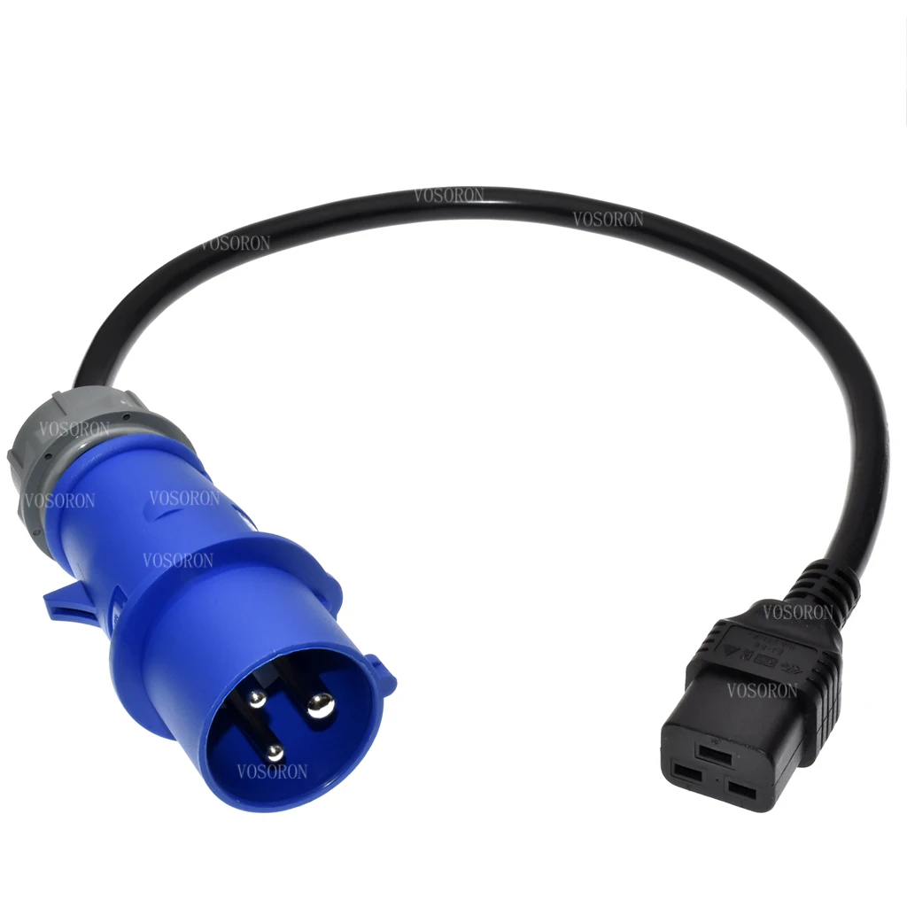 IEC316P6 Plug to IEC320 C19 Power Cord, Industrial Heavy Duty Extension Cable, Convert the 316C6 to C20 H05VV-F 1.5mm Gauge 16A