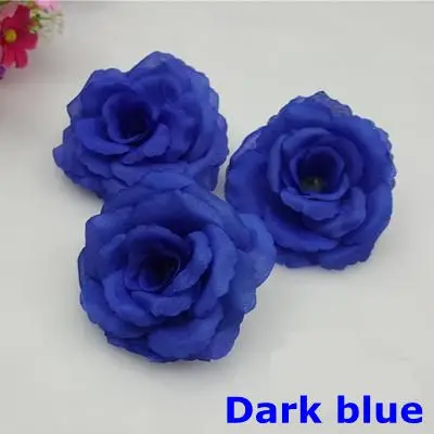 10PCS/Lot 8CM Dark Blue Artificial Rose Silk Flower Heads DIY Wedding Christmas Home Decoration Birthday Party Festive Supplies