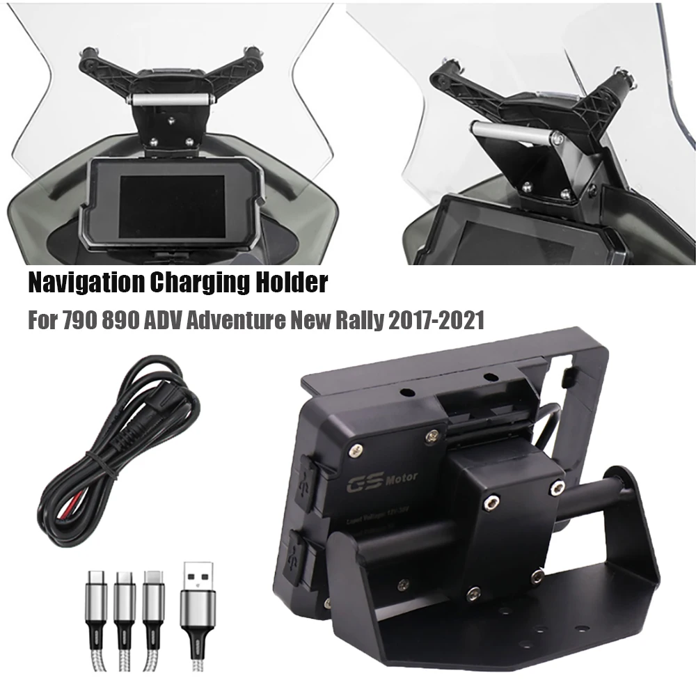 Motorcycle GPS Phone Navigation Charging Holder Mounting Bracket USB Charger For 790 890 ADV Adventure New Rally 2017-2021