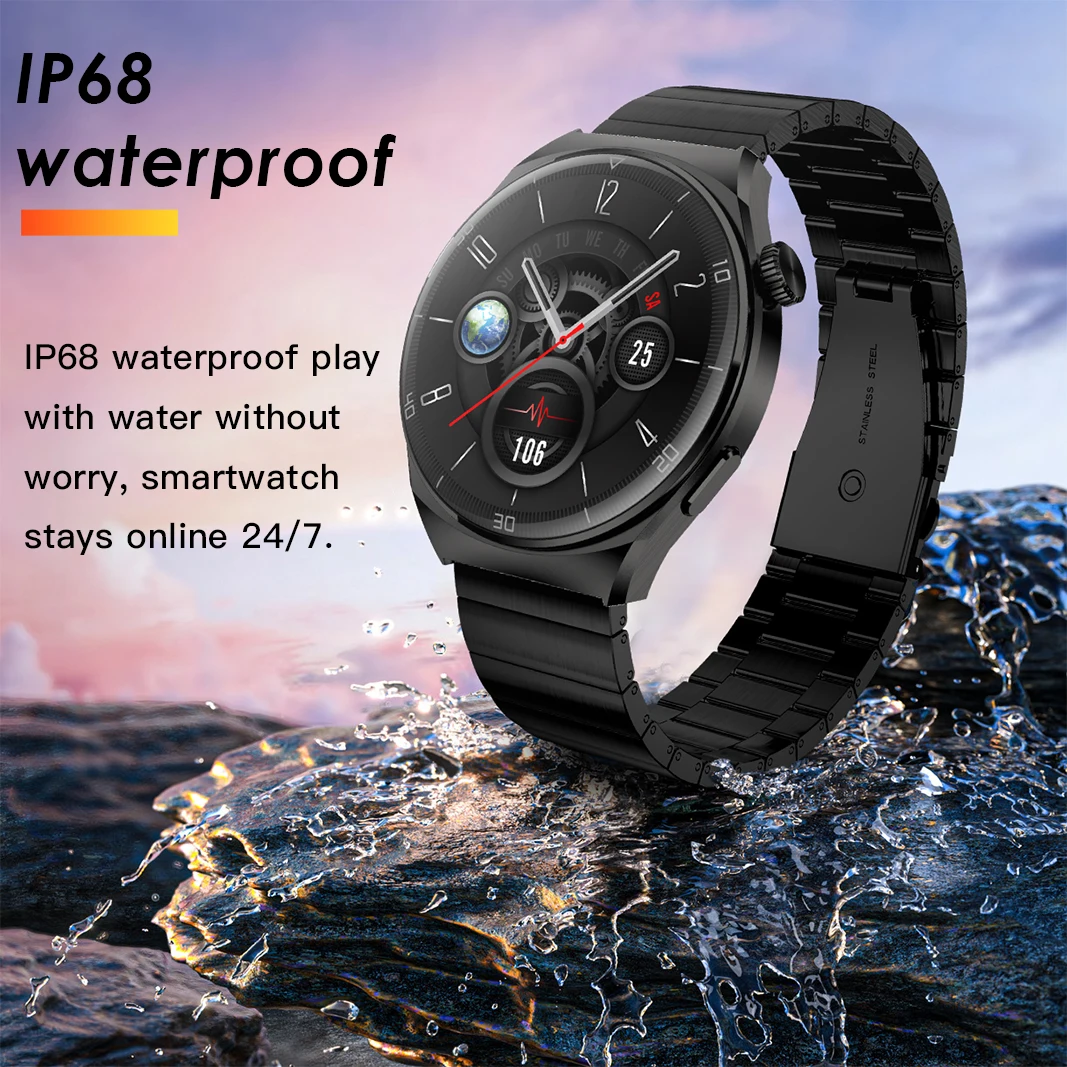 

Pinteek Smart watch with AMOLED screen, call, message reminder, music control and other functions, compatible with ios/android