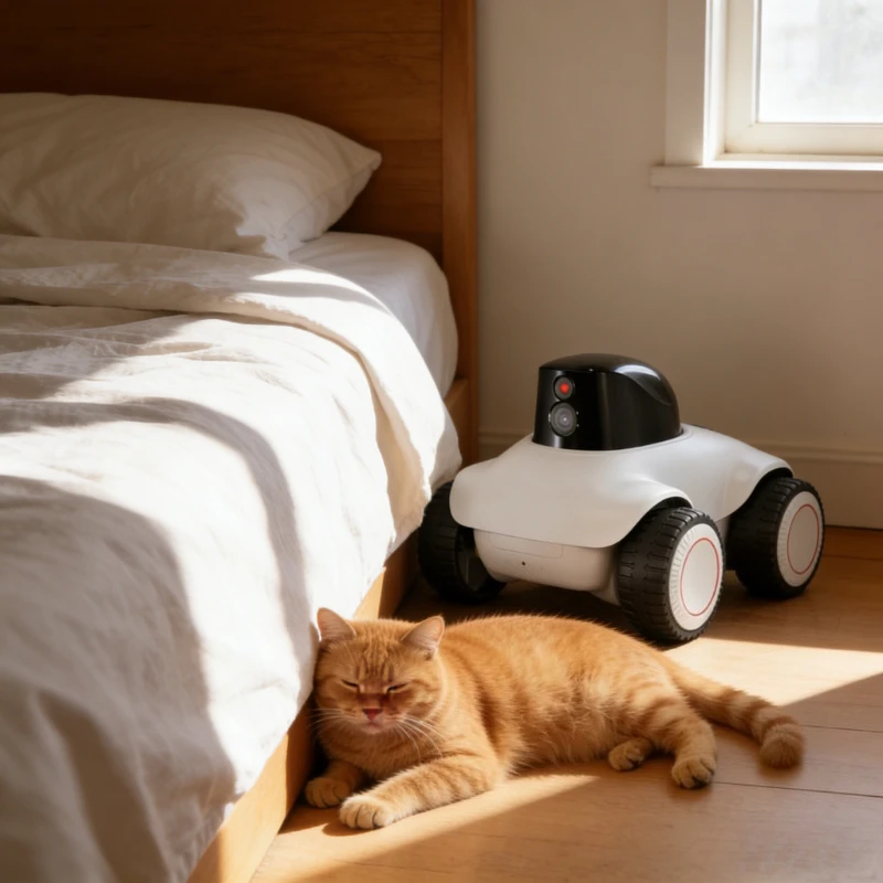 Smart Pet Monitoring Camera Remote Control Pet Tracking Cat Accessories Video Recording Screenshot White Cat Monitoring Camera
