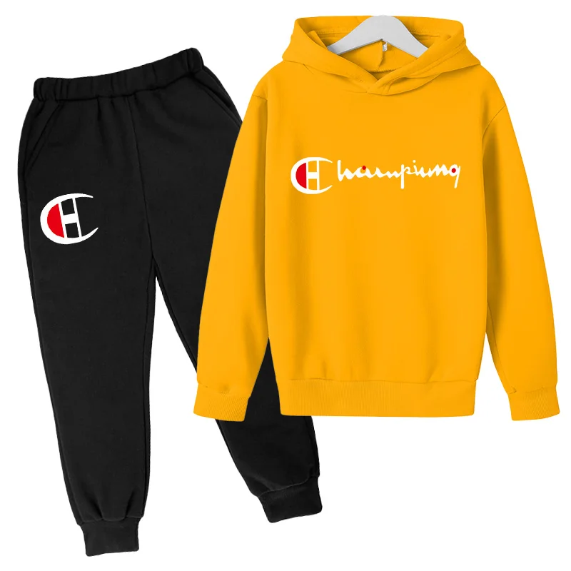 2024 Children\'s Spring and Autumn Hoodie Suit Boys Outdoor Sports Clothes Girls Jogging Hoodie + Trousers Clothing Coat