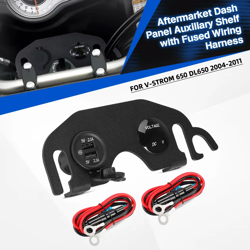 Für SUZUKI V-Strom 650 DL650 2004-2011 Diebstahlsicherer Blendschutz Motorrad-Lenker Zusatzablage Doppel-USB-Voltmeter