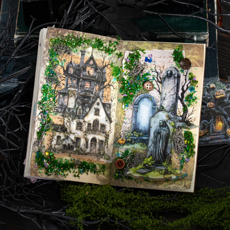 10 Blatt/Beutel Gothic Abandoned City Scenery Aufkleber für Scrapbooking Planer Notebook DIY Handyhülle Dekoration Büro Geschenk – Detail 5
