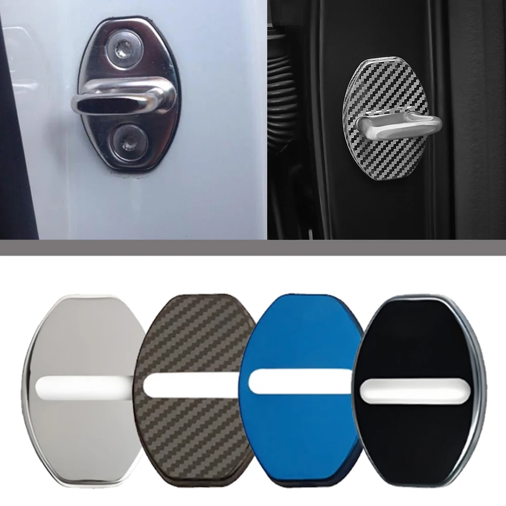 4Pcs Car Door Lock Buckle Cover Anti-rust Cover Decoration Stainless Steel Protection Accessories for Seat  Auto Exterior