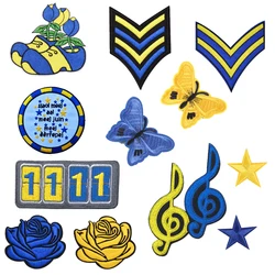 Brabant Carnival Yellow Blue Emblem for Clothing Iron on Embroidered Sew Applique Pig Badge Krullendonk Patches