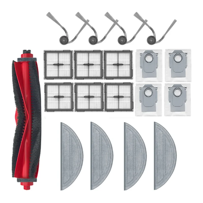 Piezas de repuesto de WHYY-19Pcs, filtro de Cepillo Lateral principal, bolsa de polvo para fregona para Roborock Q10 VF / Q10 VF + piezas de aspiradora