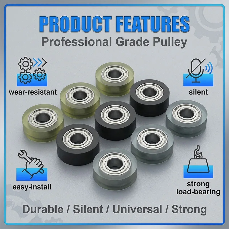 5pcs High quality Polyurethane PU Ball Bearing 6x30x9 PU62630-9 Money Count Machine Drawer Rubber PU wheel Roller Pulley 6*30*9