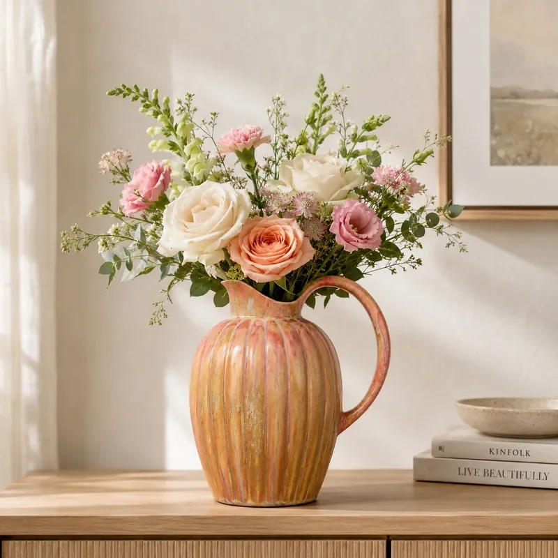 for European Light Luxury Special Shaped Creative Kiln Changed Ceramic Art Vase Ornament for Hotel Homestay Model Room Living