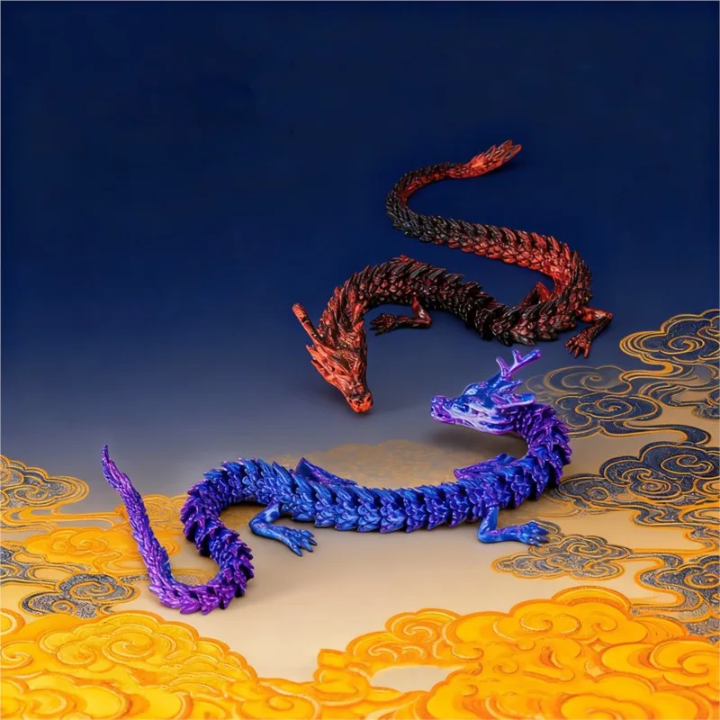 

30cm 3D Printed Dragon Model Ornament Fully Joints Movable Dragon Desktop Decorative Creative Office Ornament Children's Toys