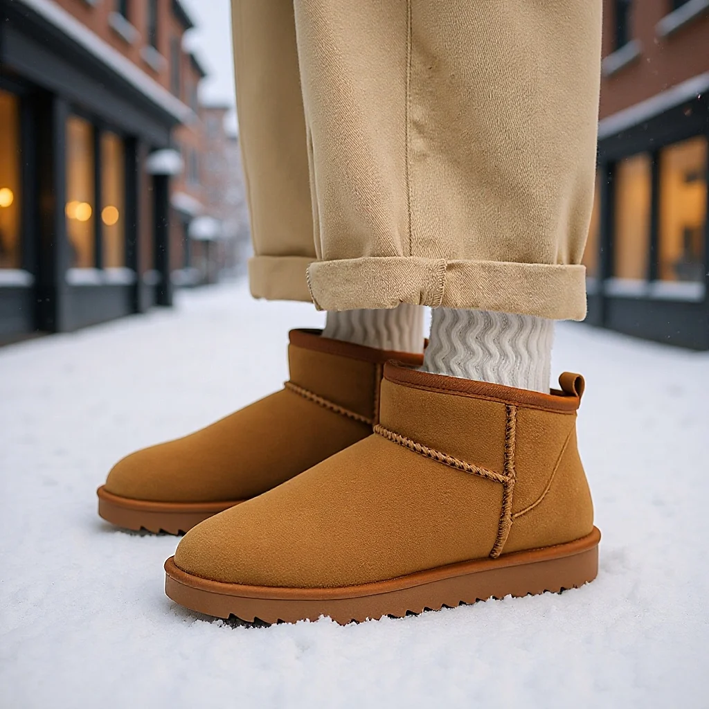 

Men's boots 2025 winter new snow boots men's cowhide thick warm anti slip large size cotton shoes