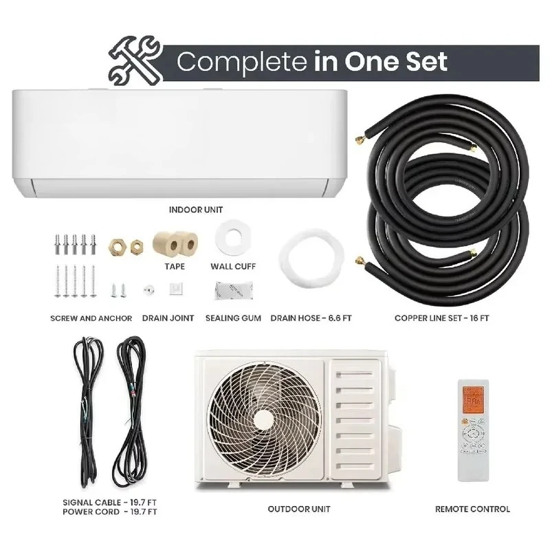 For  10001-12000 BTU R32 Cooling and Heating Split Wall Mounted Ductless Inverter Air Conditioner for Household and