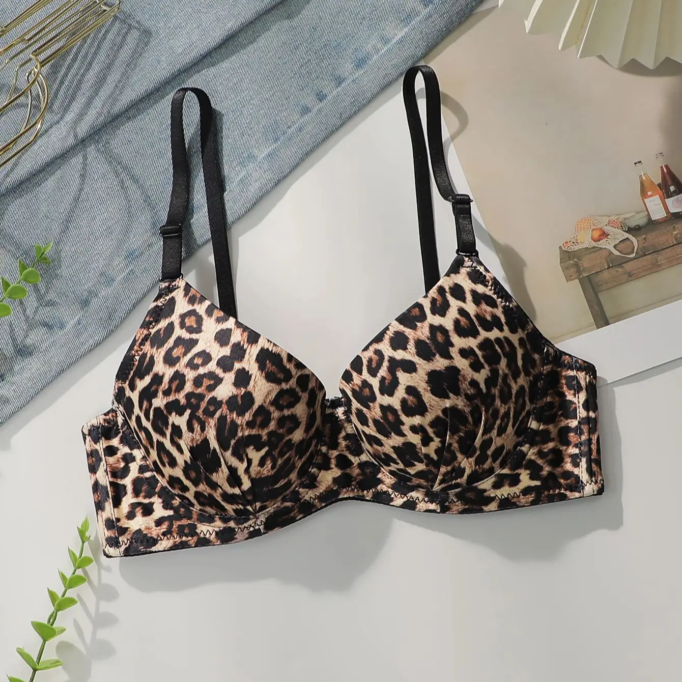 Viomisha Sexy Lingerie Leopard Print Push Up Bra for Women with Steel Ring B or C Cup High Quality Female Comfortable Underwear