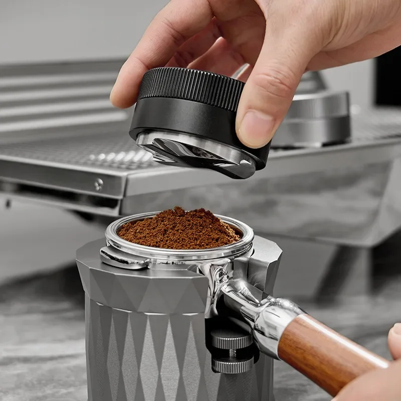 51/53/58mm Coffee Tamper Stainless Steel Non-slip Self-unloading Four-leaf Automatic Height-adjusting Coffee Powder Distributor