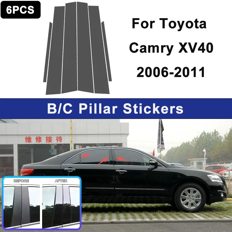 

For Toyota Camry XV40 2006-2011 Window B C Pillar Post Cover Trim Stickers Door Column Decorative Exterior Accessories