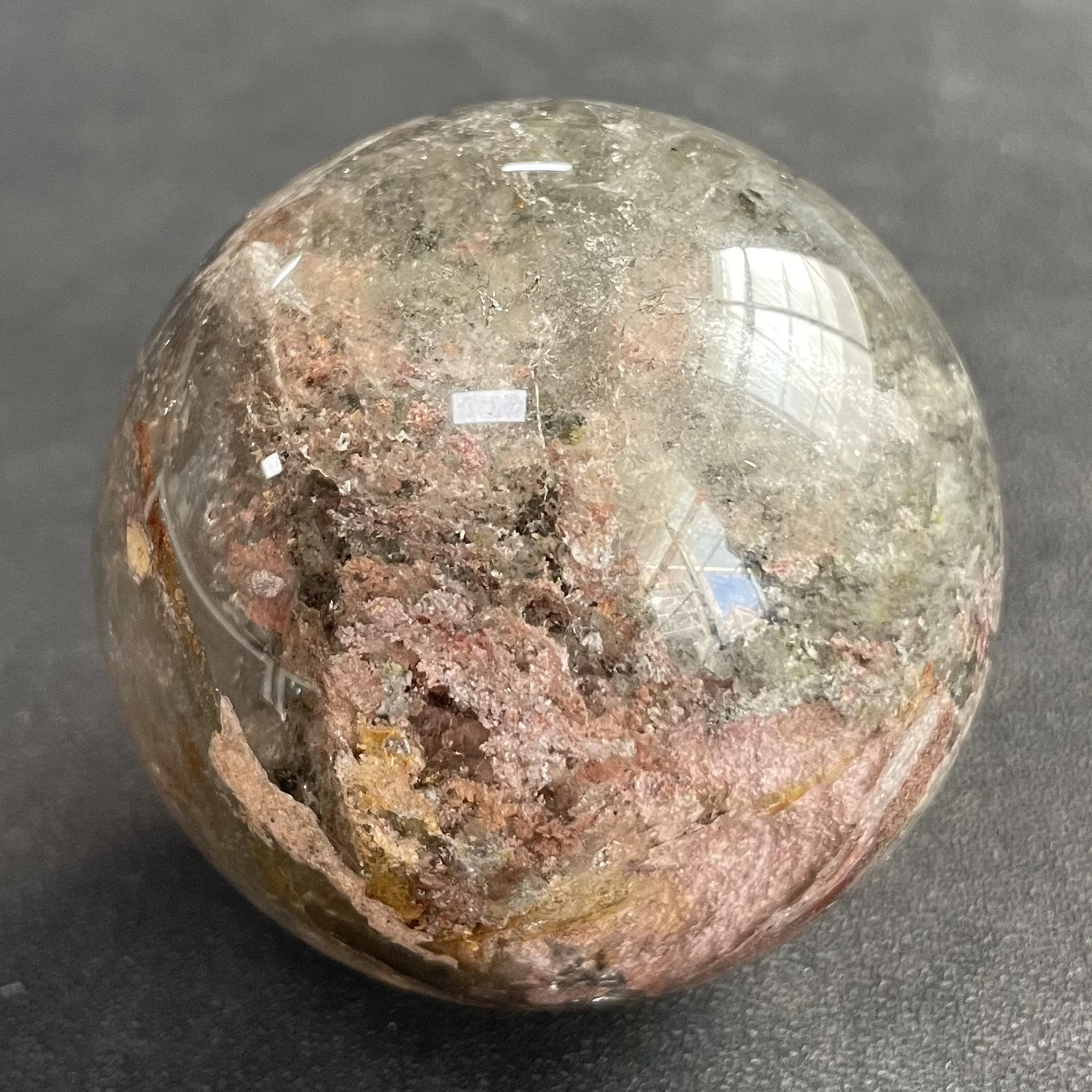 247g Natural Stone Green Phantom Sphere Polished Garden Quartz Ball Reiki Healing Gift Crystal Ball Room Decor Y2156