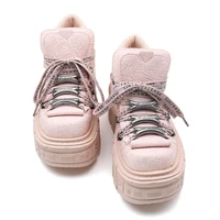 New Punk Women Platform Ankle Boots Female's Rock Round Toe Lace Up Fashion Retro Chunky Shoes Metal Decor Short Boots - Image 6