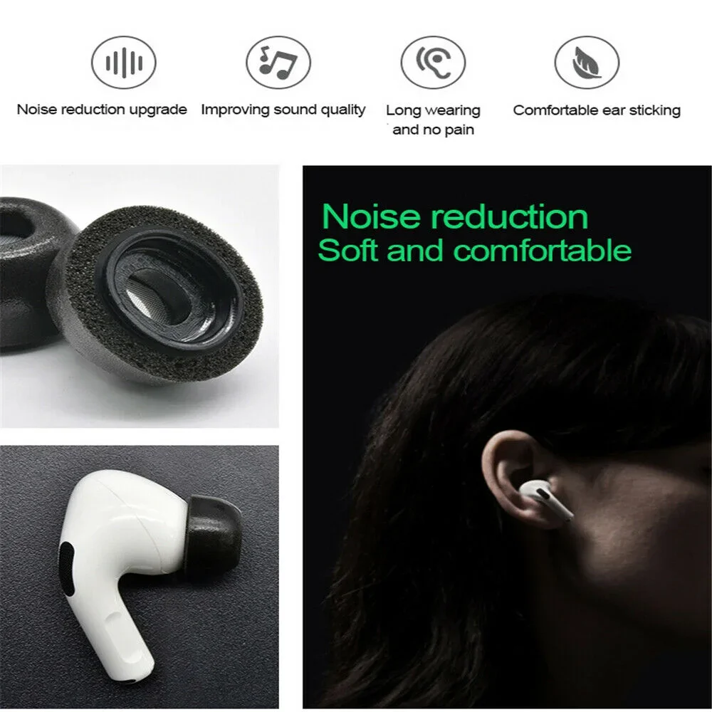 For Apple AirPods Pro  Memory Foam Ear Tips Silicone Ear Cushion Replacement Earphone Earpads Earbuds Ear Plug Cap Small Medium