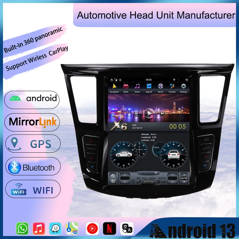 

12.1" Android 13.0 Car Radio Player For Infiniti QX60 JX35 2012 2013-2019 Car GPS Navi Wireless CarPlay Head Unit DSP Stereo