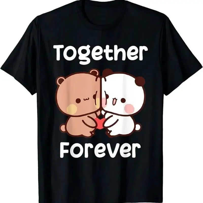 Bubu And Dudu Together Forever Lovers Black Cotton T Shirt