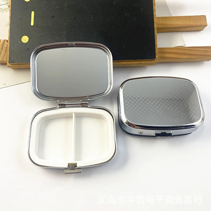 1PCS Divided Metal Butterfly Pill Boxes Square Pill Boxes Portable Organizer Medicine Case Splitters Pill Candy Jewelry Case Box