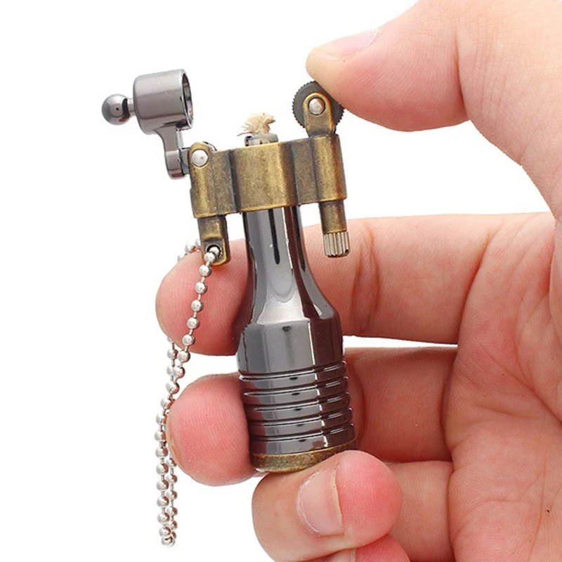 Retro Torch Lighter Grinding Wheel Oil Lighter Key Chain Metal Cigarette Lighter Portable To Carry Outdoor Multifunctional