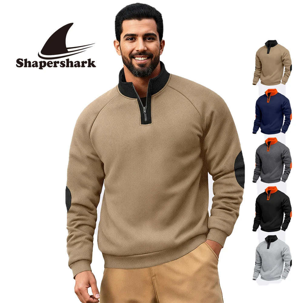 Shapershark's New Autumn and Winter Sporty Casual Loose Stand-Up Collar Sweatshirt, Pullover, Zipper Long-Sleeved Jacket