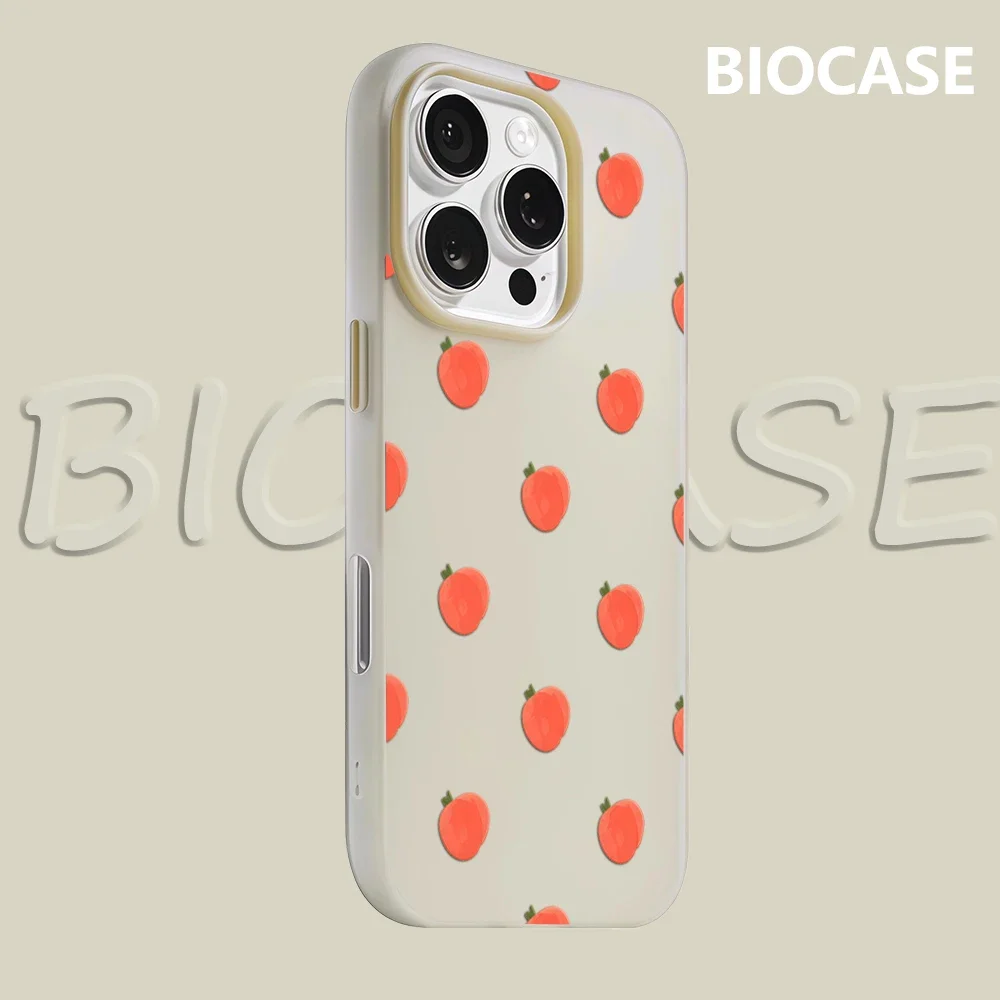 Pfirsiche auf Weiß IPhone 17 Must-Haves Handyhülle für IPhone 16 Pro Max 15 14 13 12 Plus Doppelschichtige Candy Cover