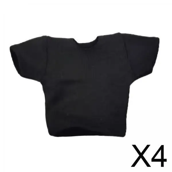 1/18 Scale Black Short Sleeve Casual Shirt for Male Action Figure Doll Miniatures Realistic Hip Hop Style Clothing